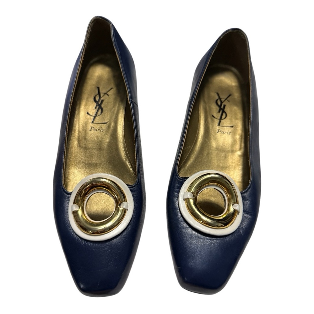 Yves Saint Laurent Women's Blue Leather Flats